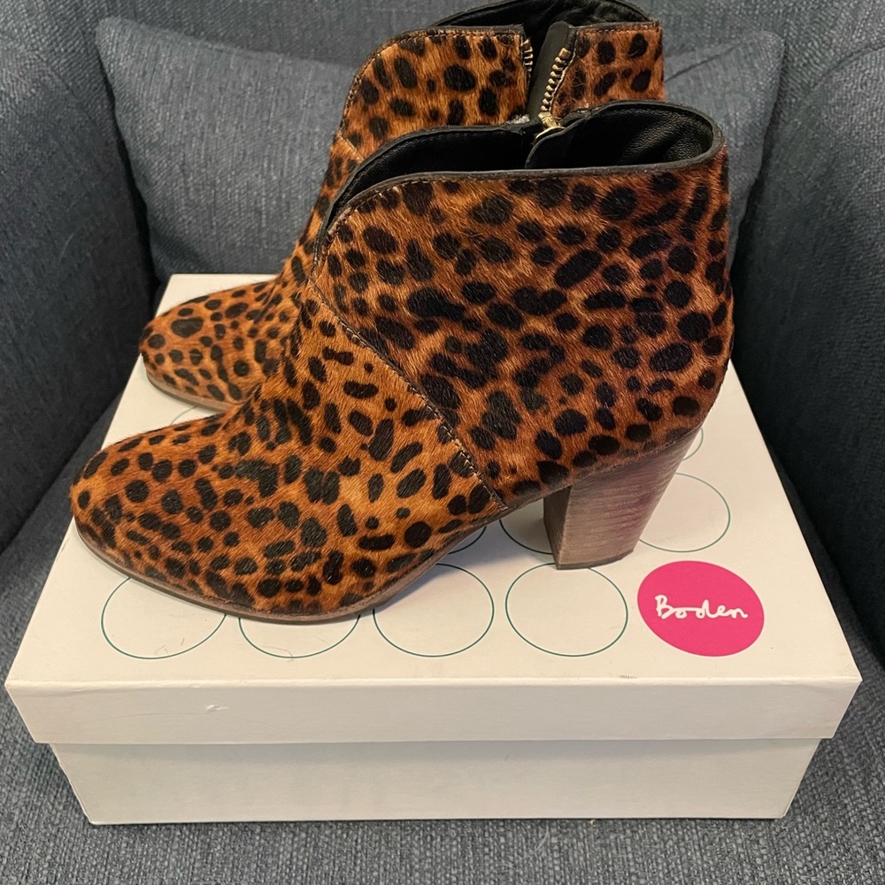 Boden Animal Print Ankle Booties